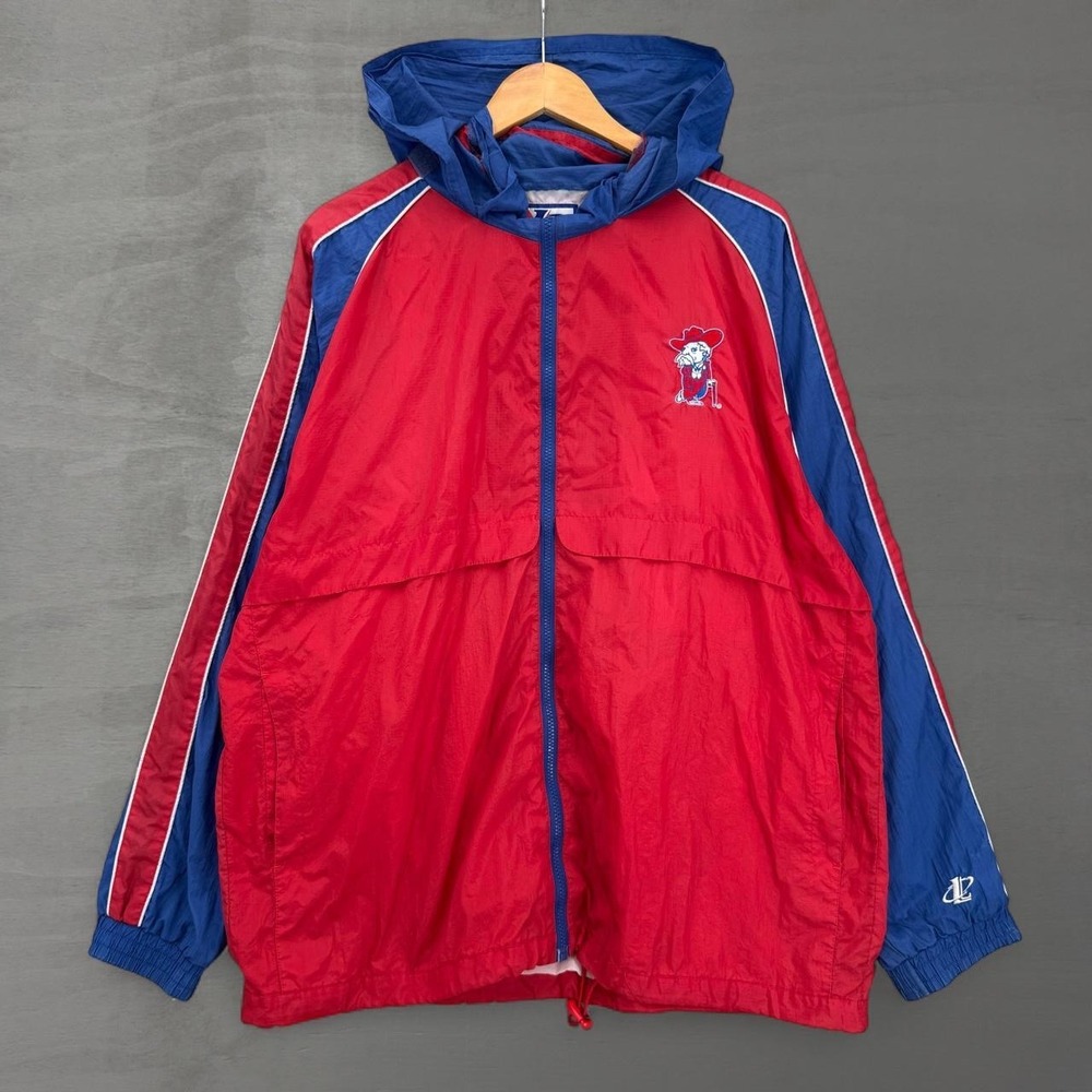 Vintage Logo Athletic Ole Miss Rebels Windbreaker Colonel Rebel Red Jacket Large